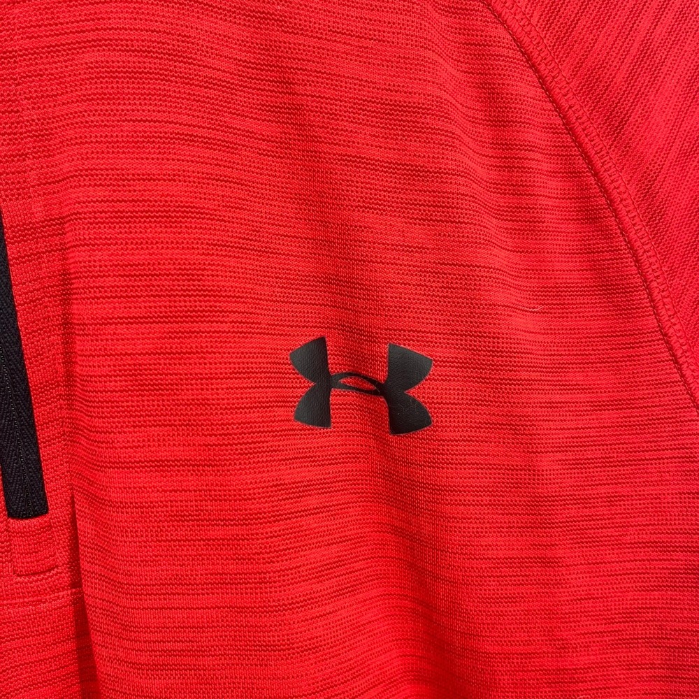 Under Armour Mens Tech 1/4 Zip Pullover Red Heathered Long Sleeve‎ Size M - Picture 4 of 12